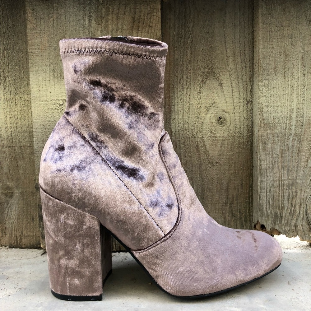 Crushed Velvet Booties